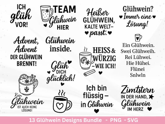 Plotterdatei Glühwein - Glühwein Svg Tassen Sprüche - Wein Svg - Plotterdatei Weihnachten - Laserdatei Glühwein - Cricut Weihnachtsmarkt svg