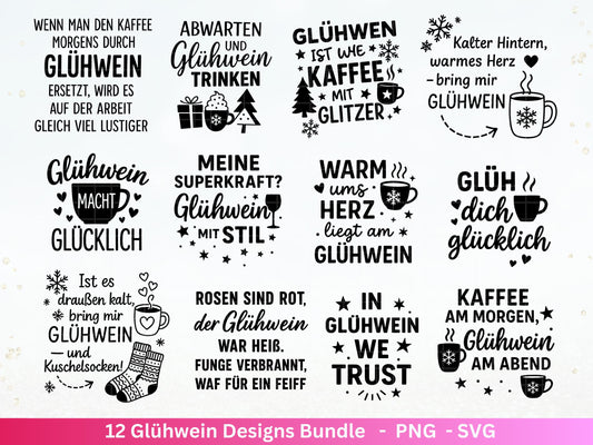 Plotterdatei Glühwein - Glühwein Svg Tassen Sprüche - Wein Svg - Plotterdatei Weihnachten - Laserdatei Glühwein - Cricut Weihnachtsmarkt svg
