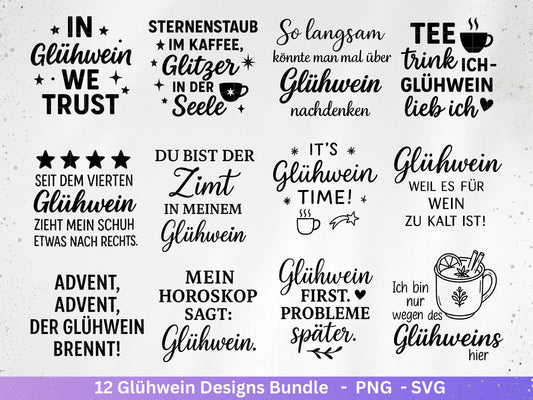Plotterdatei Glühwein - Glühwein Svg Tassen Sprüche - Wein Svg - Plotterdatei Weihnachten - Laserdatei Glühwein - Cricut Weihnachten Svg Png