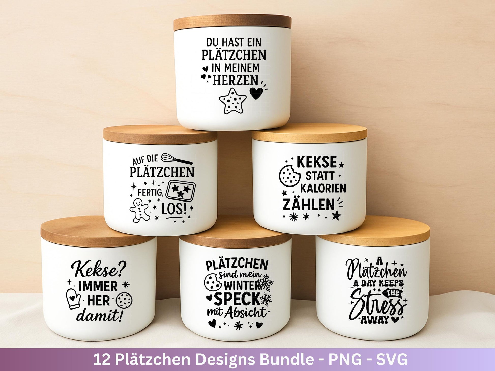 Plotterdatei backen Weihnachten - backen svg - Deutsche Sprüche - Cricut svg - Keksdose Weihnachten Svg - Laserdatei Holz - Vorratsdose Svg