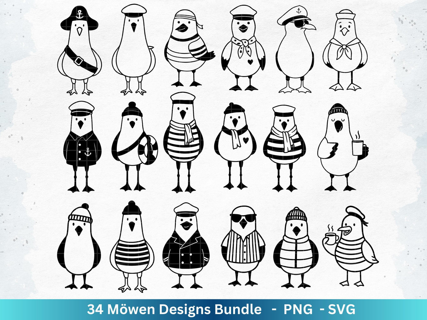 Plotterdatei Möwe - Moin Seemann - Möwe Svg - Maritime Svg - Sommer Plotterdatei - Clip Art Möwe - Seefahrt - Laserdatei Möwe - Urlaub Svg