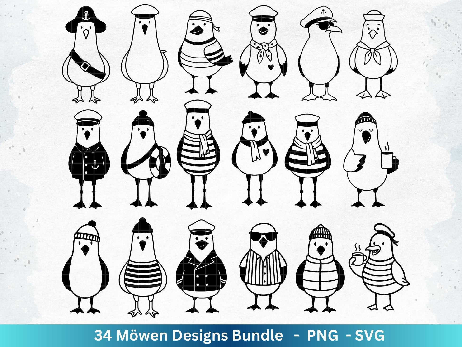 Plotterdatei Möwe - Moin Seemann - Möwe Svg - Maritime Svg - Sommer Plotterdatei - Clip Art Möwe - Seefahrt - Laserdatei Möwe - Urlaub Svg