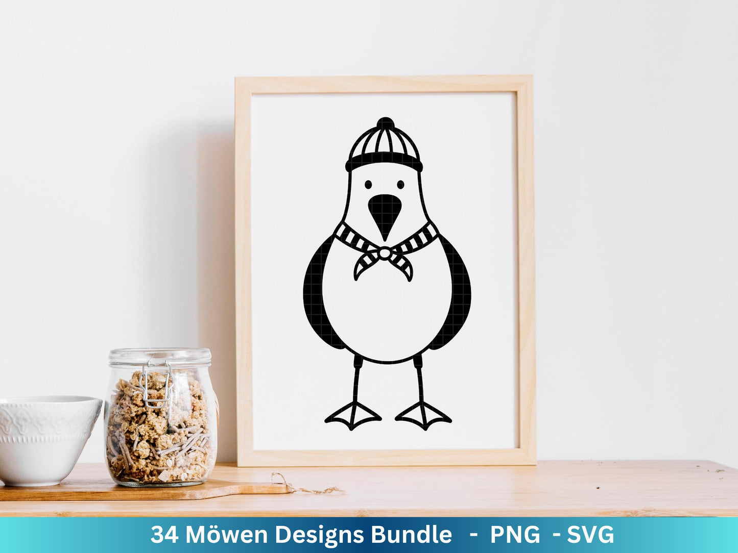 Plotterdatei Möwe - Moin Seemann - Möwe Svg - Maritime Svg - Sommer Plotterdatei - Clip Art Möwe - Seefahrt - Laserdatei Möwe - Urlaub Svg