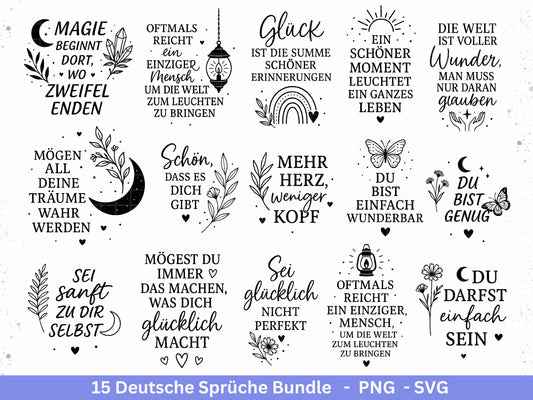Deutsche Sprüche Plotterdatei - Positive Sprüche Svg - Laserdatei Sprüche - Inspirierende Zitate - Positive Sprüche Svg - Geschenk Freundin