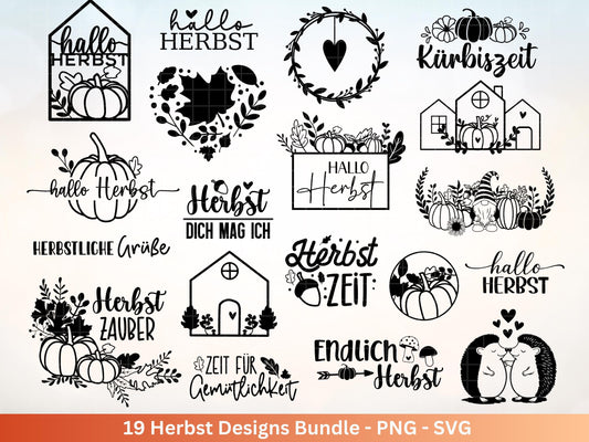 Plotterdatei Herbst - Herbst svg - Herbstkranz - Herbstzauber svg - Laserdatei Herbst - Kürbis svg - Igel svg - Pilz svg - Herbstsprüche Svg