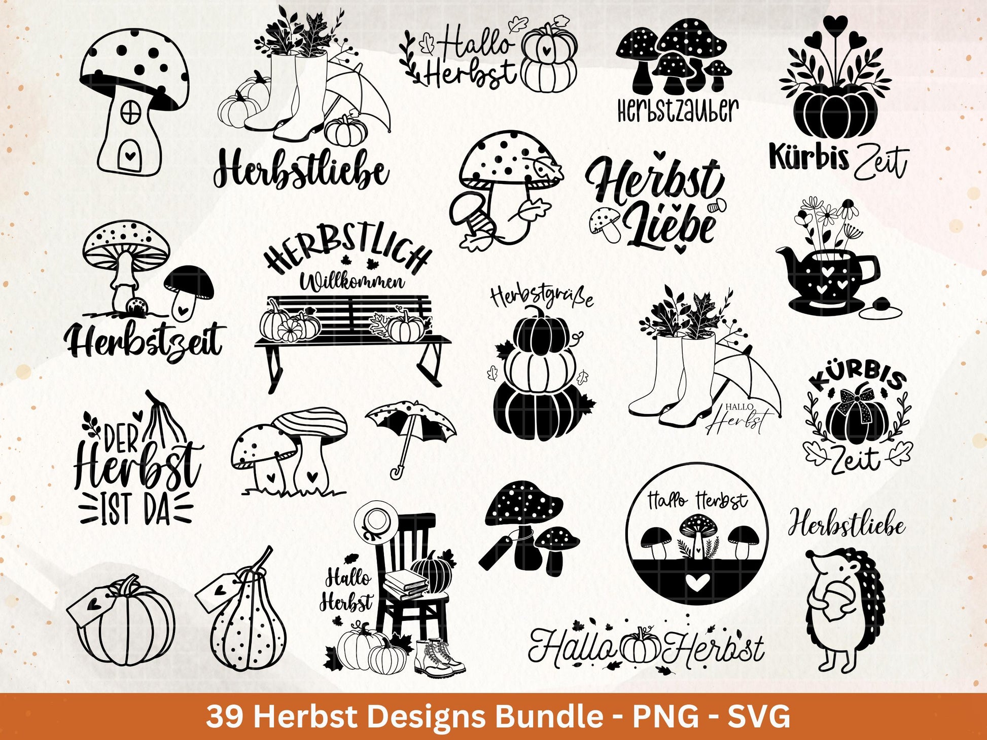 Plotterdatei Herbst - Herbst svg - Herbstkranz - Herbstzauber svg - Laserdatei Herbst - Kürbis svg - Igel svg - Pilz svg - Herbstsprüche Svg