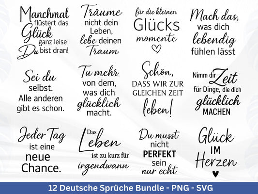 Deutsche Sprüche Plotterdatei - Positive Sprüche Svg - Svg Datei Liebe - Inspirierende Zitate - Positive Sprüche Svg - Laserdatei Spruch Svg