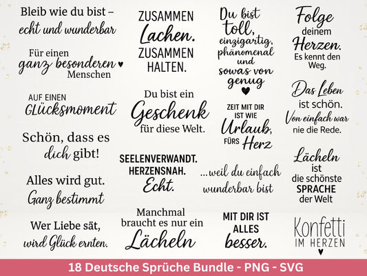 Deutsche Sprüche Plotterdatei - Positive Sprüche Svg - Svg Datei Liebe - Danke Svg - Positive Sprüche Svg - Laserdatei Spruch Svg - Cricut