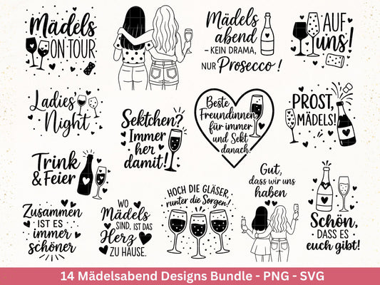 Plotterdatei Freundschaft - Party svg - Mädelsabend Svg - Sprüche Svg Girls Night - Geschenk Freundin - Sekt Svg - Untersetzer - Geburtstag