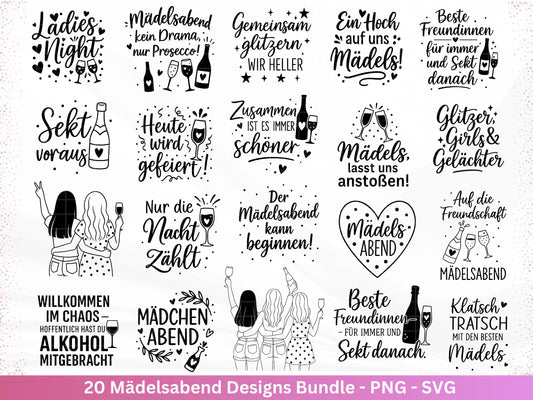 Plotterdatei Freundschaft - Party svg - Mädelsabend Svg - Sprüche Svg Girls Night - Geschenk Freundin - Sekt Svg - Untersetzer - Geburtstag