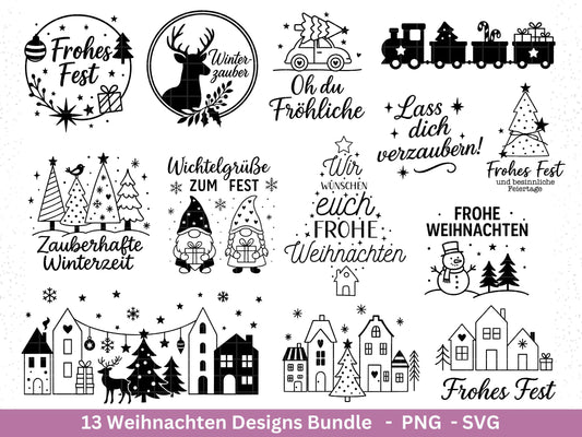 Weihnachten Plotterdatei Svg-Bundle, Weihnachtshäuser, Weihnachten Svg , Weihnachten Laser Svg , Deutsche Svg - Cricut Svg - Weihnachtsdeko