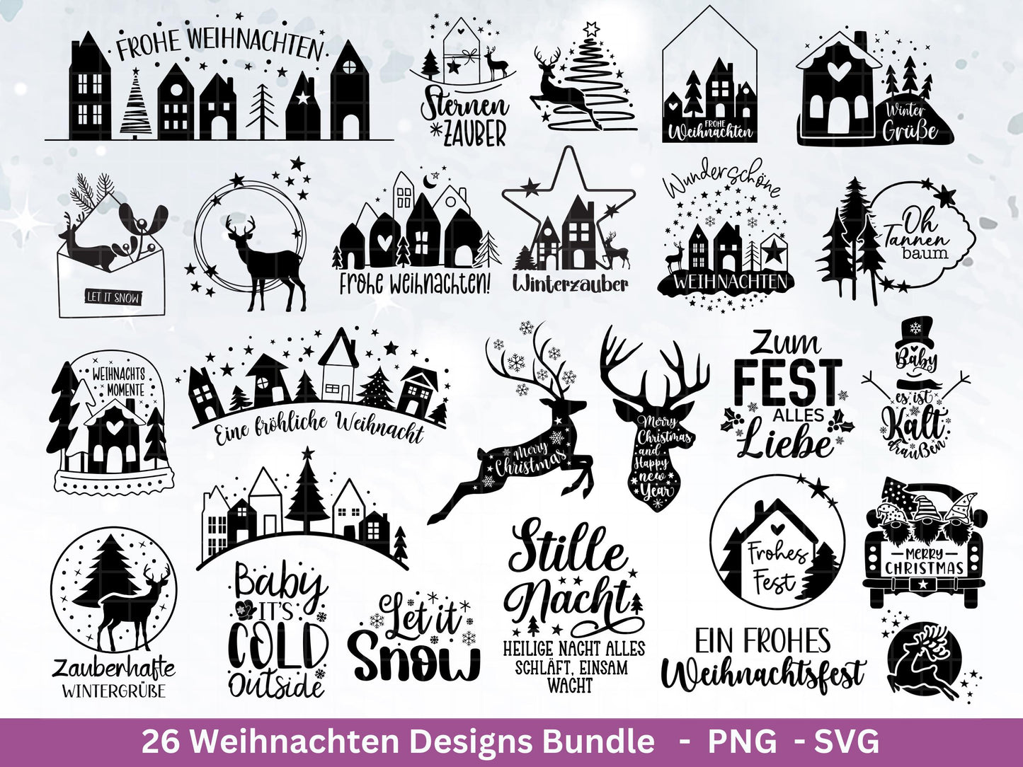 Plotterdatei Weihnachten Svg , Weihnachtshäuser Svg - Weihnachten Laserdatei - Home Svg - Cricut Svg - Weihnachten deutsch - Weihnachtsdeko