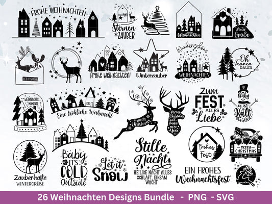 Plotterdatei Weihnachten Svg , Weihnachtshäuser Svg - Weihnachten Laserdatei - Home Svg - Cricut Svg - Weihnachten deutsch - Weihnachtsdeko