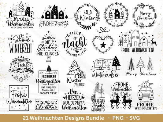 Plotterdatei Weihnachten Svg , Weihnachtshäuser Svg - Weihnachten Laserdatei - Home Svg - Cricut Svg - Winter Svg deutsch - Weihnachtsdeko