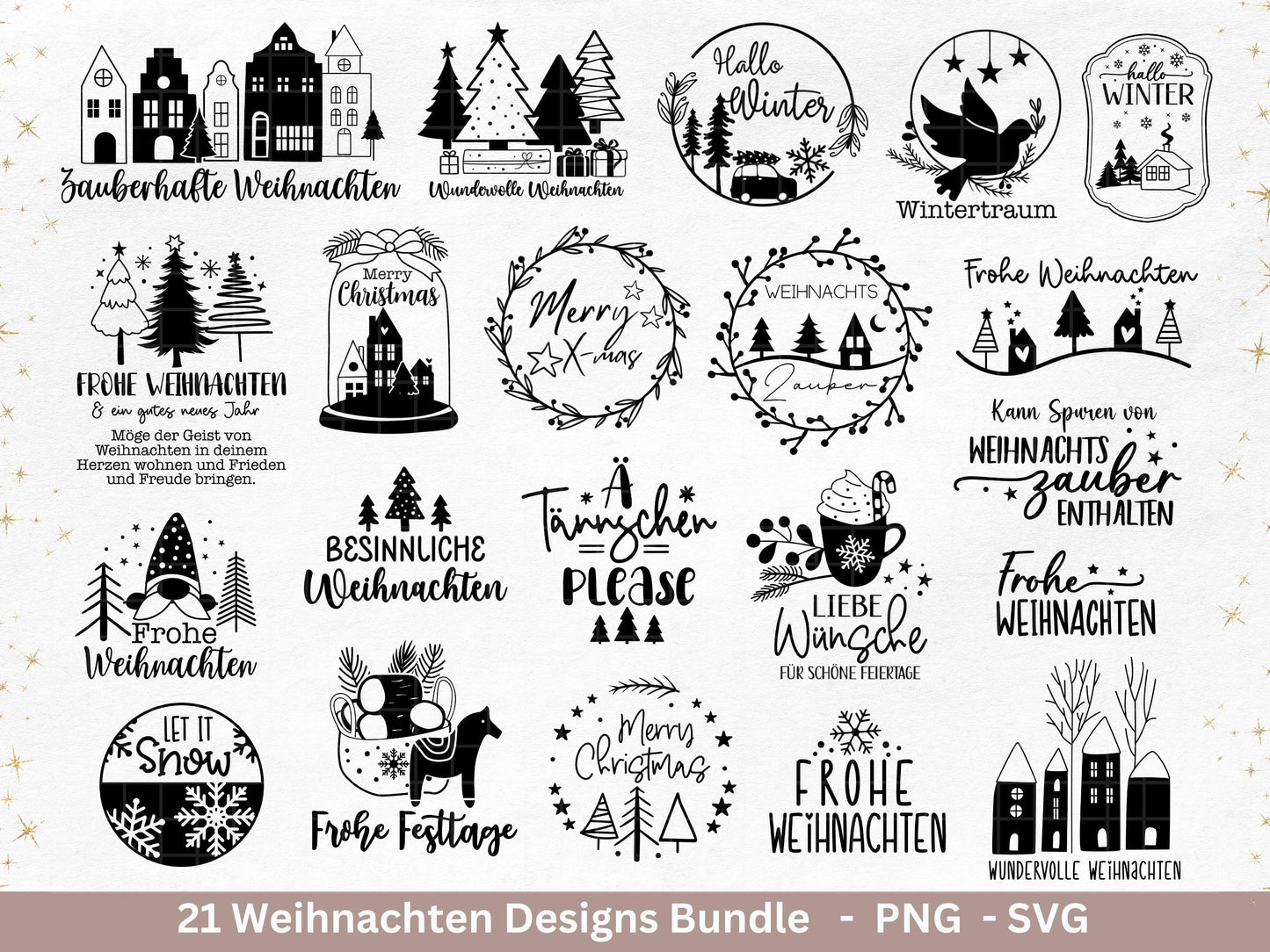 Plotterdatei Weihnachten Svg , Weihnachtshäuser Svg - Weihnachten Laserdatei - Home Svg - Cricut Svg - Winter Svg deutsch - Weihnachtsdeko