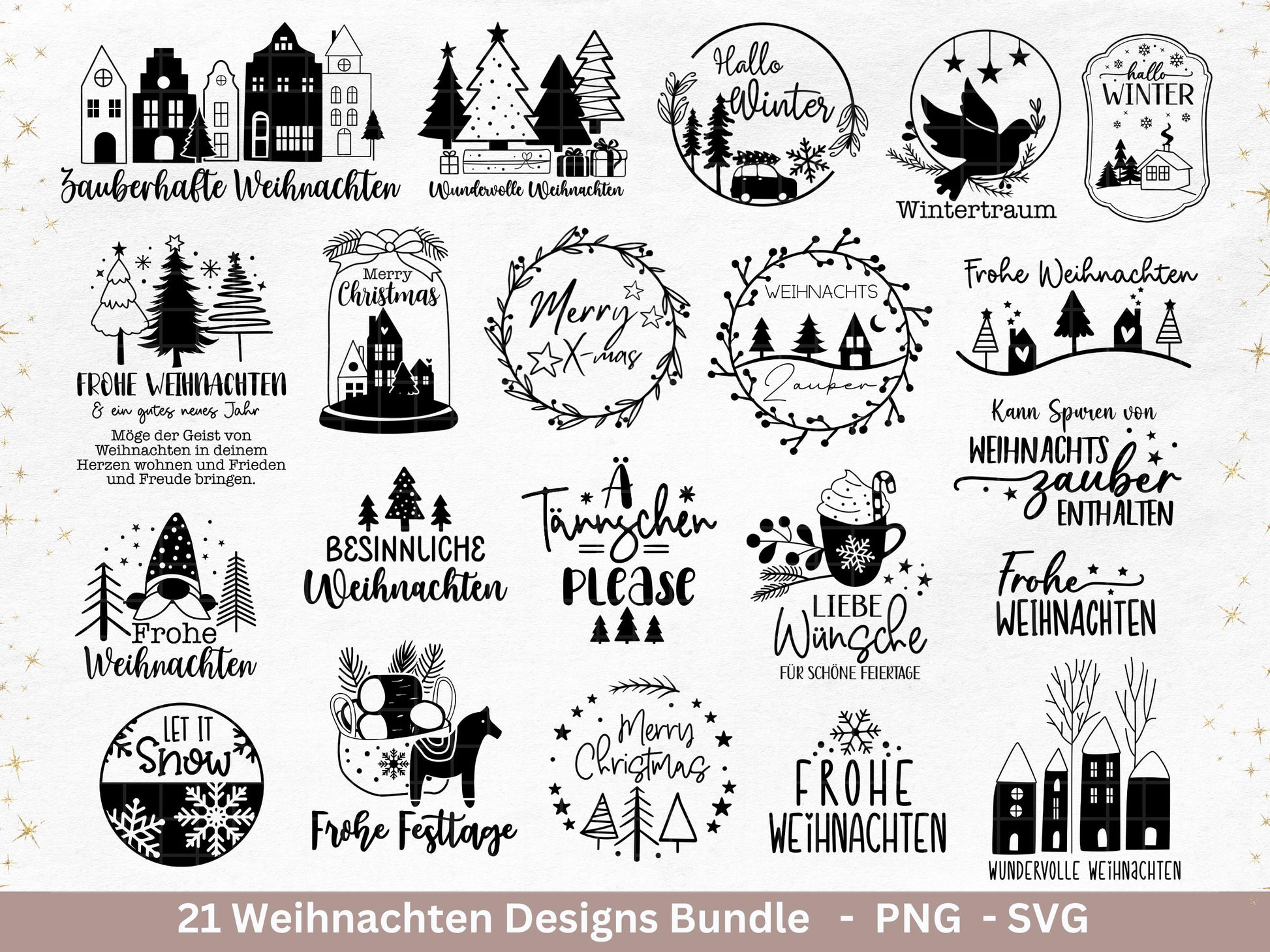 Plotterdatei Weihnachten Svg , Weihnachtshäuser Svg - Weihnachten Laserdatei - Home Svg - Cricut Svg - Winter Svg deutsch - Weihnachtsdeko