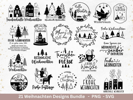 Plotterdatei Weihnachten Svg , Weihnachtshäuser Svg - Weihnachten Laserdatei - Home Svg - Cricut Svg - Winter Svg deutsch - Weihnachtsdeko