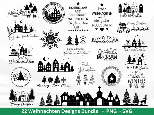 Plotterdatei Weihnachten Svg , Weihnachtshäuser Svg - Weihnachten Laserdatei - Home Svg - Cricut Svg - Weihnachten deutsch - Weihnachtsdeko