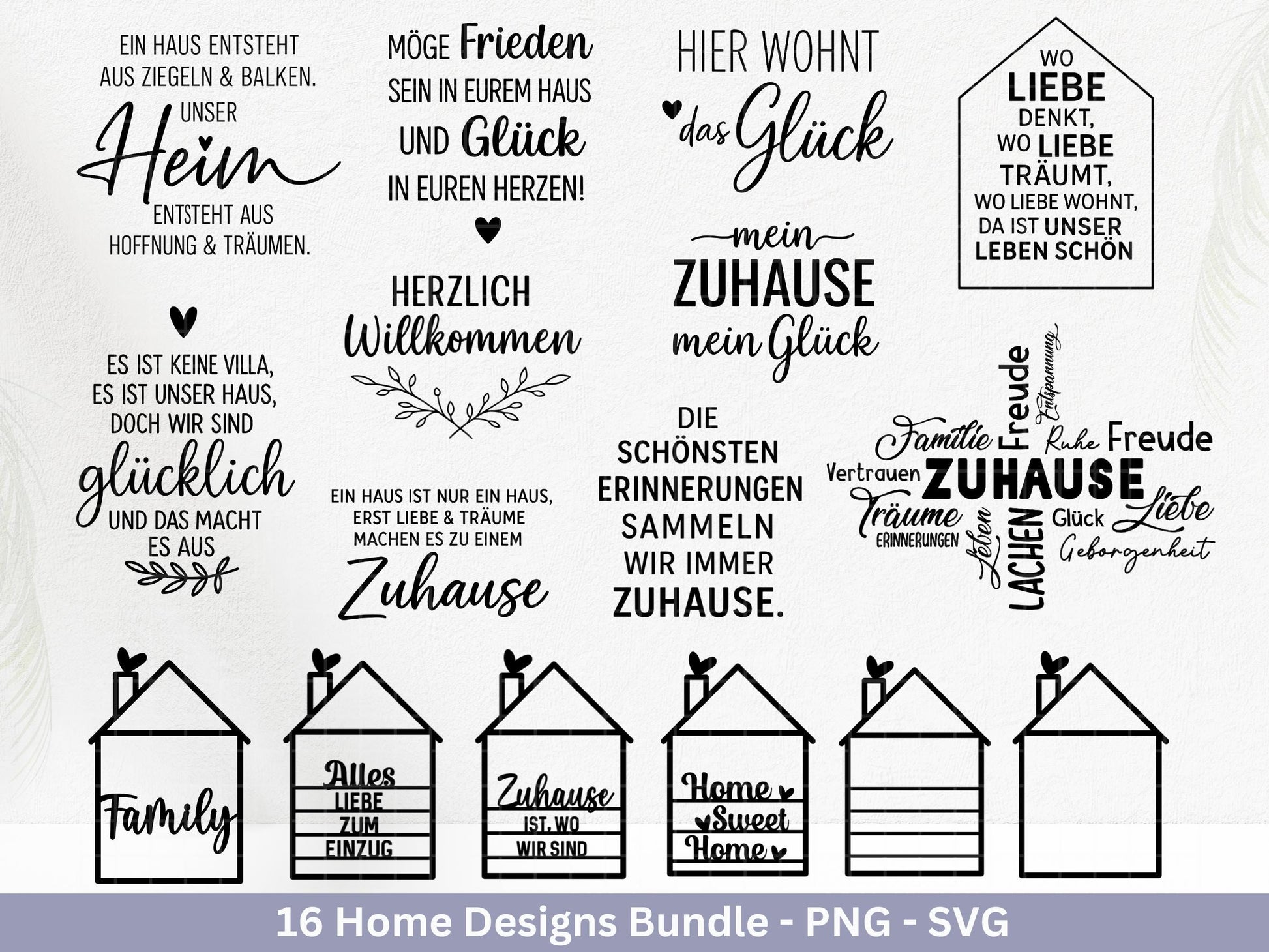 Plotterdatei Einzug svg - Home Zuhause Schriftzug Sprüche svg - Einzugsgeschenk - Umzug Svg - Haus Laserdatei Geschenk - Cricut Home Svg