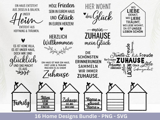 Plotterdatei Einzug svg - Home Zuhause Schriftzug Sprüche svg - Einzugsgeschenk - Umzug Svg - Haus Laserdatei Geschenk - Cricut Home Svg