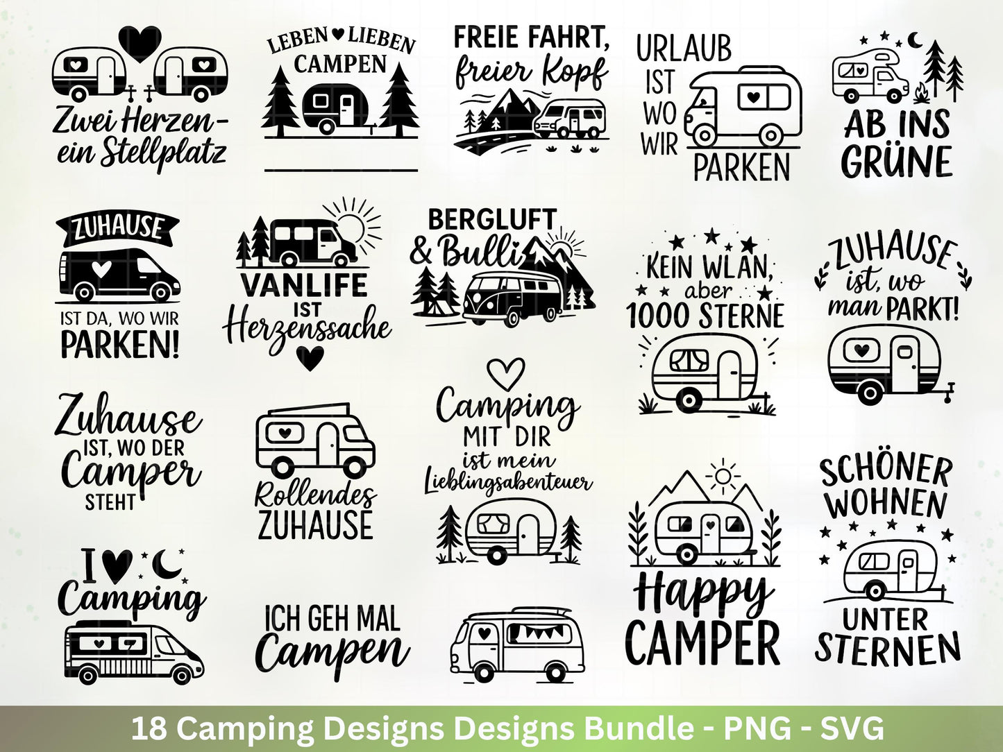 Deutsche Plotterdatei Camping Svg Wohnwagen Svg , Plotterdatei Camper, Camping Sprüche , Camping Wohnmobil , Laserdatei Zuhause Svg - Camper