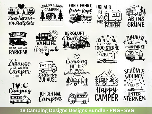 Deutsche Plotterdatei Camping Svg Wohnwagen Svg , Plotterdatei Camper, Camping Sprüche , Camping Wohnmobil , Laserdatei Zuhause Svg - Camper