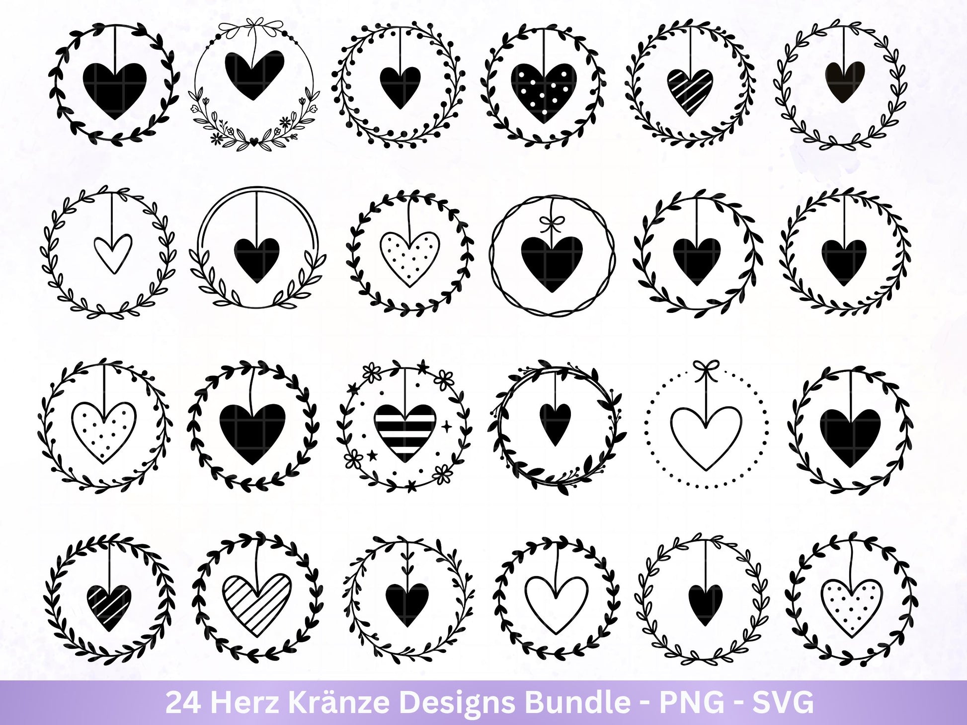 Plotterdatei Blumenkranz - Kränze SVG Bundle - Herz Svg - Plotterdatei Herzen - Herz Svg Datei - Laserdatei Kranz - Hochzeit Svg - Liebe Svg