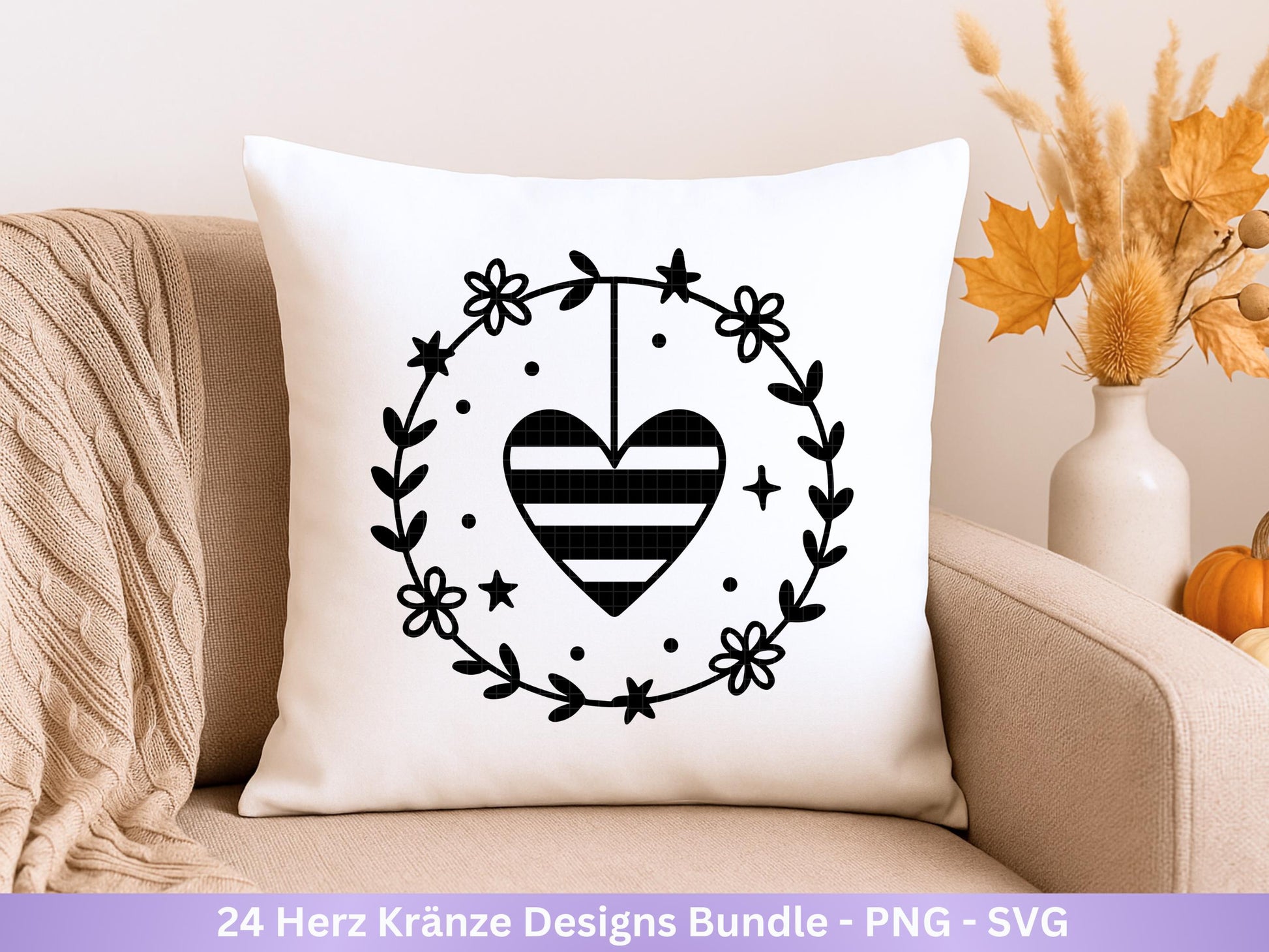 Plotterdatei Blumenkranz - Kränze SVG Bundle - Herz Svg - Plotterdatei Herzen - Herz Svg Datei - Laserdatei Kranz - Hochzeit Svg - Liebe Svg