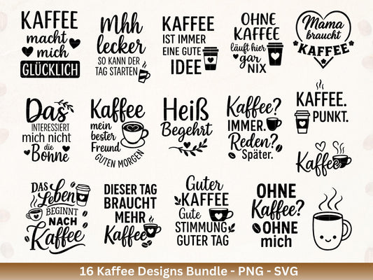 Deutsche Plotterdatei Kaffee - Kaffee svg Bundle - Kaffeetasse svg - Deutsche Sprüche Kaffee - Laserdatei Kaffee - Cricut Svg - Untersetzer