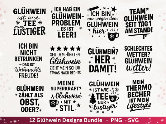Plotterdatei Glühwein - Glühwein Svg Tassen Sprüche - Wein Svg - Plotterdatei Weihnachten - Laserdatei Glühwein - Cricut Weihnachten Svg Png