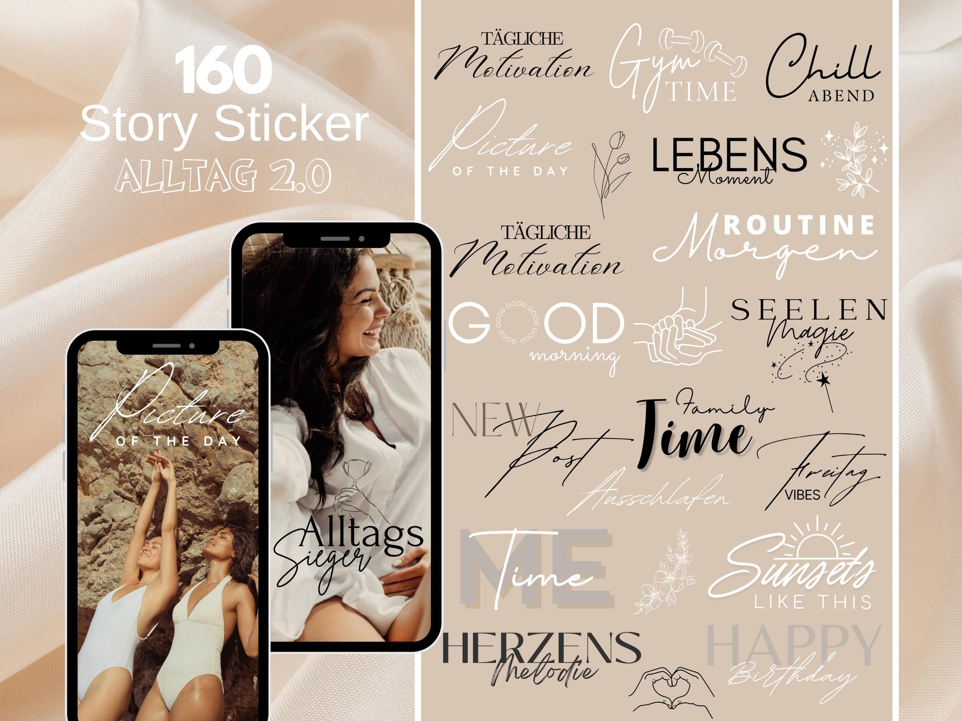 160 Instagram Story Sticker – Deutsch | Alltag | Kaffee | Humor | Home | Storysticker Daily | Basic | Kalligraphie | Guten Morgen | Sprüche