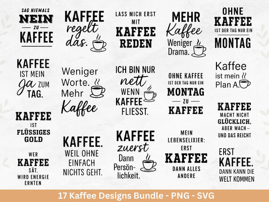Deutsche Plotterdatei Kaffee - Kaffee svg Bundle - Kaffeetasse svg - Deutsche Sprüche Kaffee - Laserdatei Kaffee - Cricut Svg - Untersetzer
