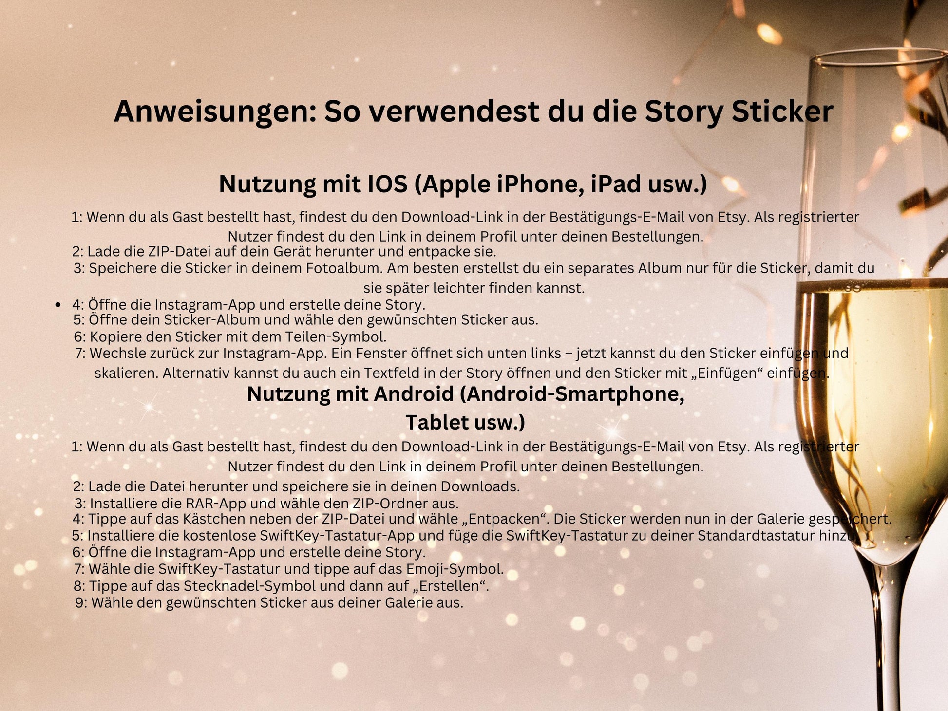 110 Instagram Story Sticker Silvester 2025 – Neujahr, Feuerwerk, Party & Abend – PNG Sprüche für Insta Stories – Digitales Silvester Set