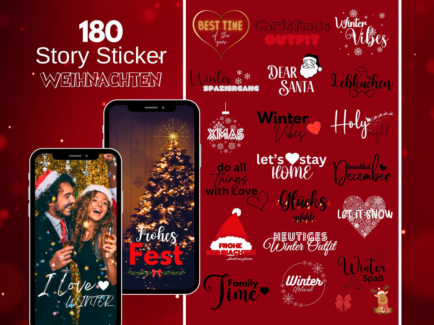 180 Instagram Story Sticker Weihnachten – Deutsch | Advent | Winter | Liebe| Home | Storysticker Daily | Basic | Kalligraphie | Sprüche