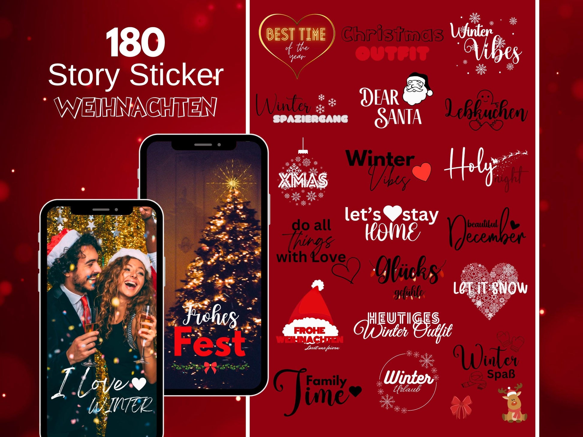 180 Instagram Story Sticker Weihnachten – Deutsch | Advent | Winter | Liebe| Home | Storysticker Daily | Basic | Kalligraphie | Sprüche
