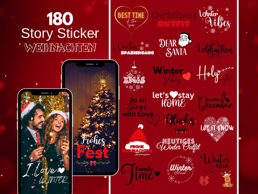 180 Instagram Story Sticker Weihnachten – Deutsch | Advent | Winter | Liebe| Home | Storysticker Daily | Basic | Kalligraphie | Sprüche