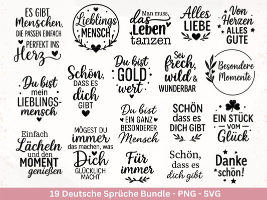 Plotterdatei Danke- Beste Freundin Svg Bundle - Cricut Silhouette - Herzensmensch Svg - Schön dass es dich gibt - Deutsche Sprüche Svg Datei