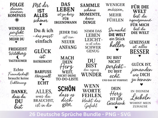 Deutsche Sprüche Plotterdatei - Positive Sprüche Svg - Lieblingsmensch Svg - Inspirierende Zitate - Positive Sprüche Svg - Rub ons - Cricut