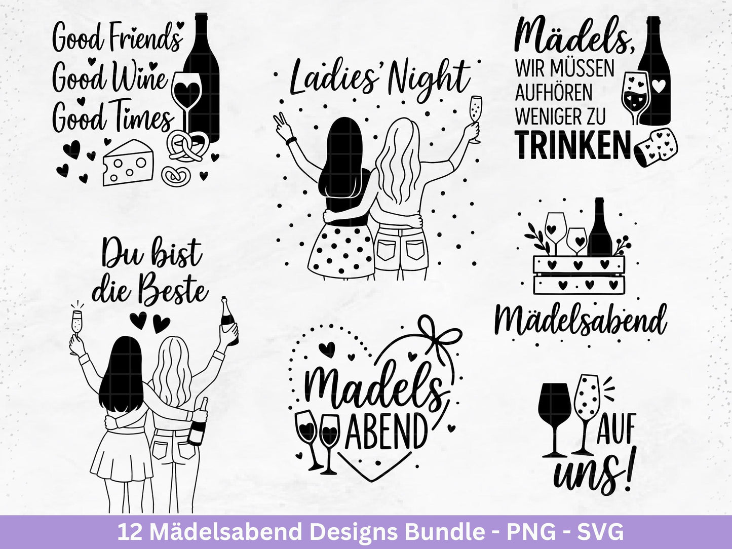 Plotterdatei Freundschaft - Party svg - Mädelsabend Svg - Sprüche Svg Girls Night - Geschenk Freundin - Sekt Svg - Untersetzer - Geburtstag