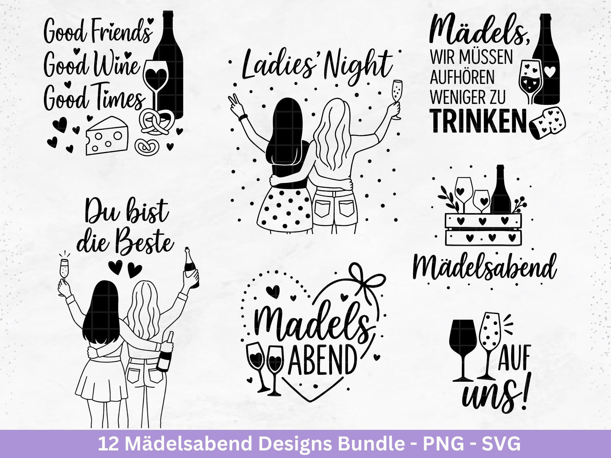 Plotterdatei Freundschaft - Party svg - Mädelsabend Svg - Sprüche Svg Girls Night - Geschenk Freundin - Sekt Svg - Untersetzer - Geburtstag