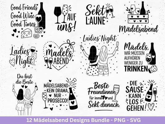 Plotterdatei Freundschaft - Party svg - Mädelsabend Svg - Sprüche Svg Girls Night - Geschenk Freundin - Sekt Svg - Untersetzer - Geburtstag