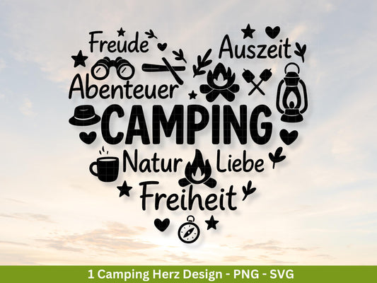 Deutsche Plotterdatei Camping Svg Wohnwagen Svg , Plotterdatei Camper, Camping Sprüche, Herz Svg Cricut Schneidedatei Designs Happy Camper