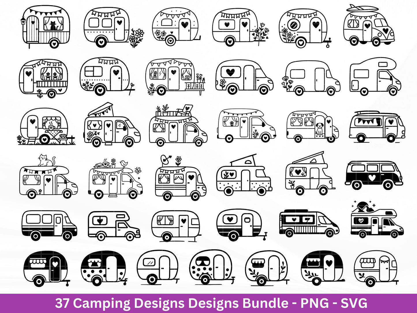 XXL Plotterdatei Camping Svg Wohnwagen Svg , Plotterdatei Camper Bundle , Camping Sprüche, Cricut Svg , Campingwagen - Laserdatei Svg Datei