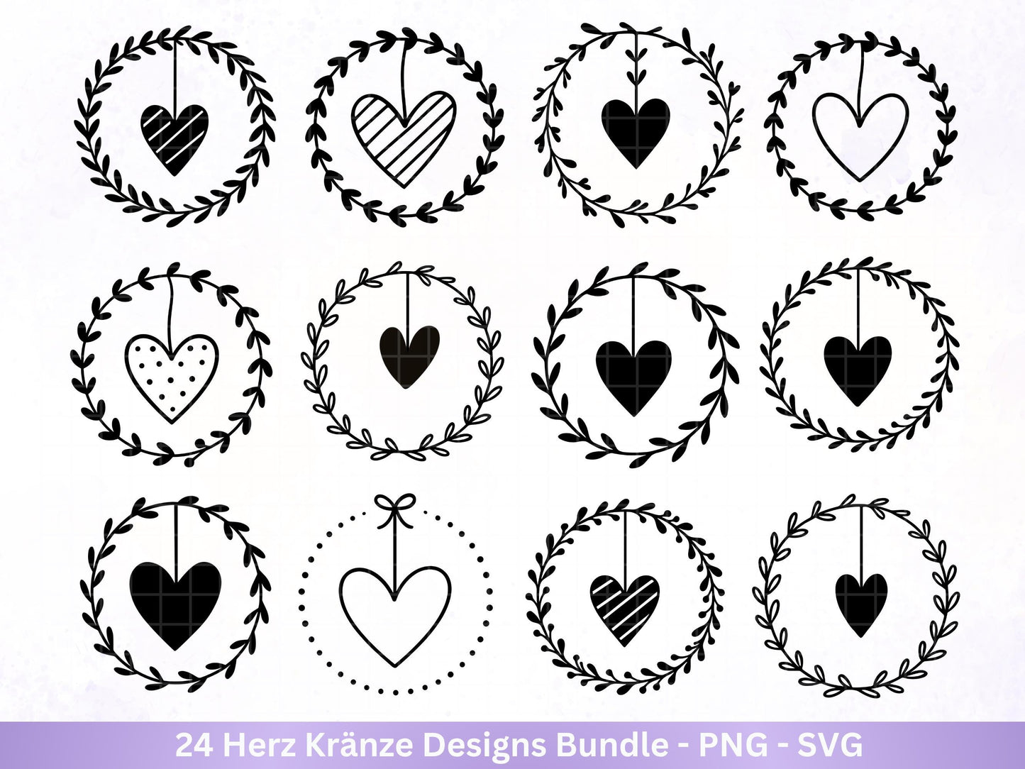 Plotterdatei Blumenkranz - Kränze SVG Bundle - Herz Svg - Plotterdatei Herzen - Herz Svg Datei - Laserdatei Kranz - Hochzeit Svg - Liebe Svg