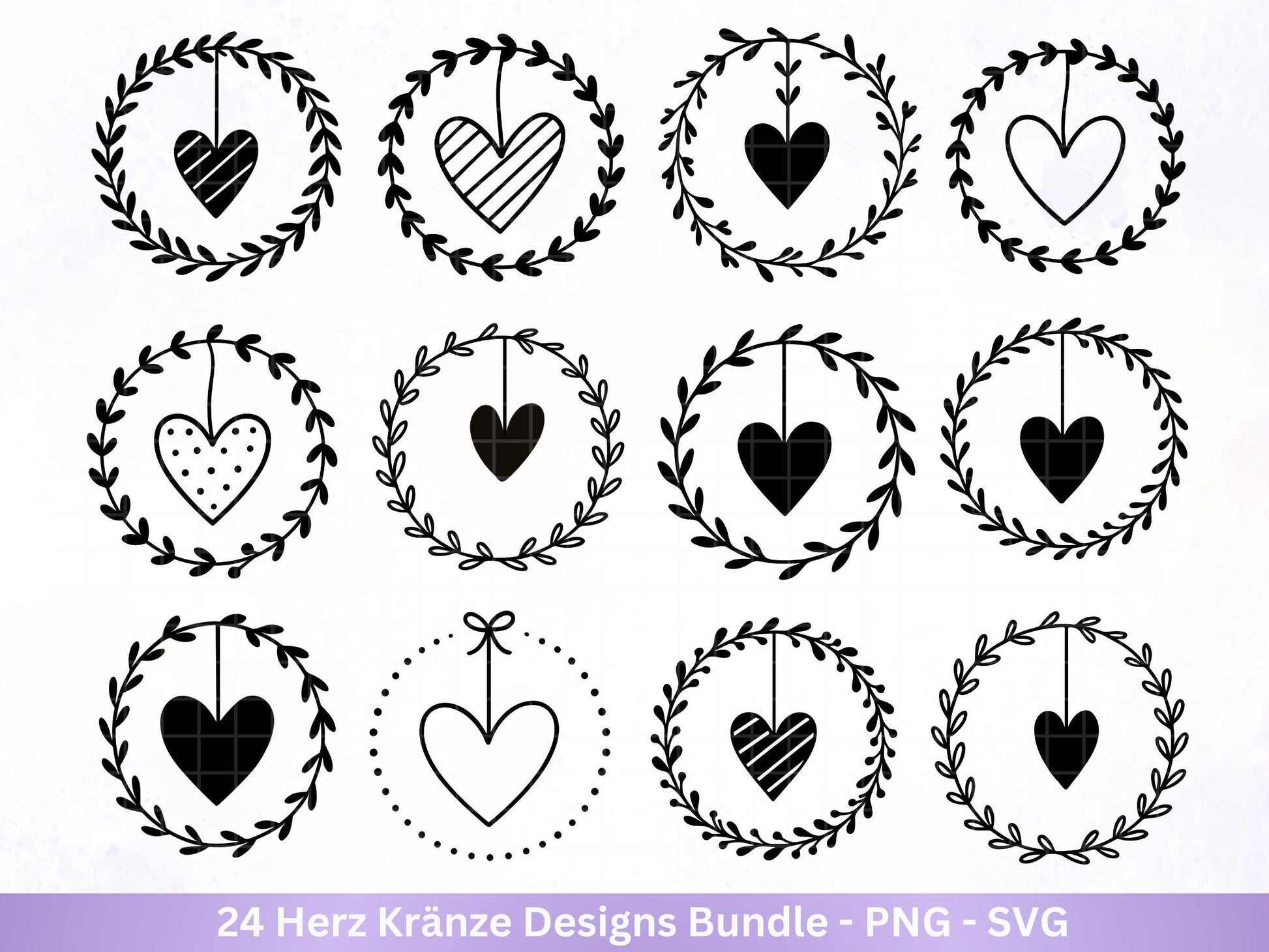 Plotterdatei Blumenkranz - Kränze SVG Bundle - Herz Svg - Plotterdatei Herzen - Herz Svg Datei - Laserdatei Kranz - Hochzeit Svg - Liebe Svg