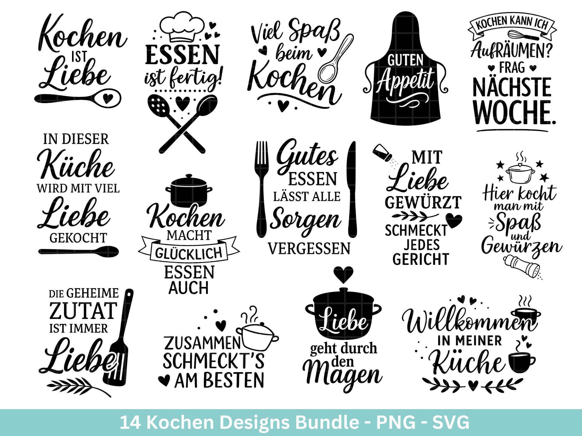 Plotterdatei Kochen SVG – Deutsche Küchensprüche – Küche Laserdatei – Chefkoch SVG – Geschenkidee Holzbrett – Weihnachten Deko – Cricut Svg
