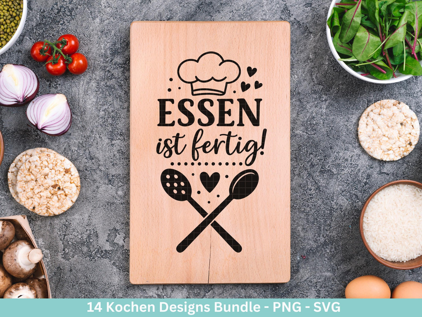Plotterdatei Kochen SVG – Deutsche Küchensprüche – Küche Laserdatei – Chefkoch SVG – Geschenkidee Holzbrett – Weihnachten Deko – Cricut Svg