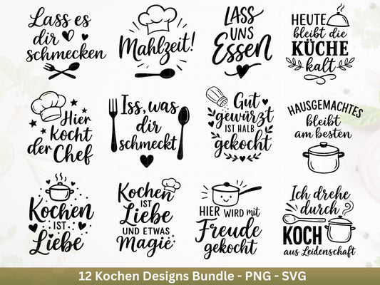 Plotterdatei Kochen SVG – Deutsche Küchensprüche – Küche Laserdatei – Chefkoch SVG – Geschenkidee Holzbrett – Weihnachten Deko – Cricut Svg