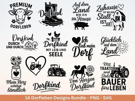 Deutsche Plotterdatei Dorf - Dorfkind und stolz drauf - Bauernhof svg - Traktor svg - Cricut Silhouette - Dorfliebe Zitate - Dorfleben svg