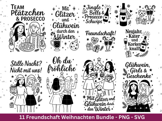 Plotterdatei Glühwein Sprüche Freundschaft – Weihnachten SVG – Glühwein Schriftzüge – Laserdatei Sprüche – Cricut Svg - Geschenk Weihnachten